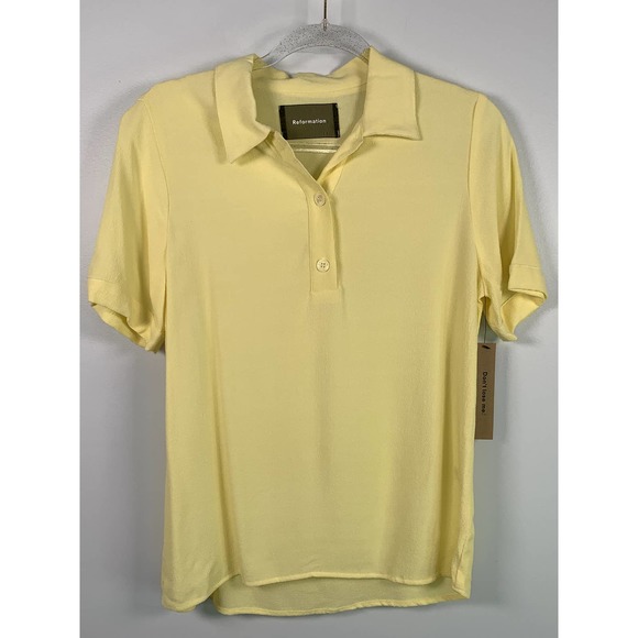 Reformation Womens‎ S Light Buttercup Yellow Short Sleeve 1/4 Button Shirt - Picture 1 of 6